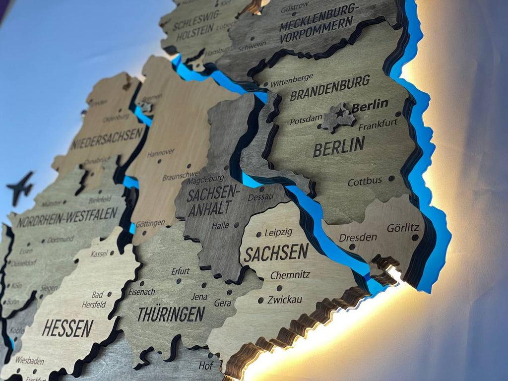Acrylic Map of Germany with Rivers Elis Color — buy | FACTURA