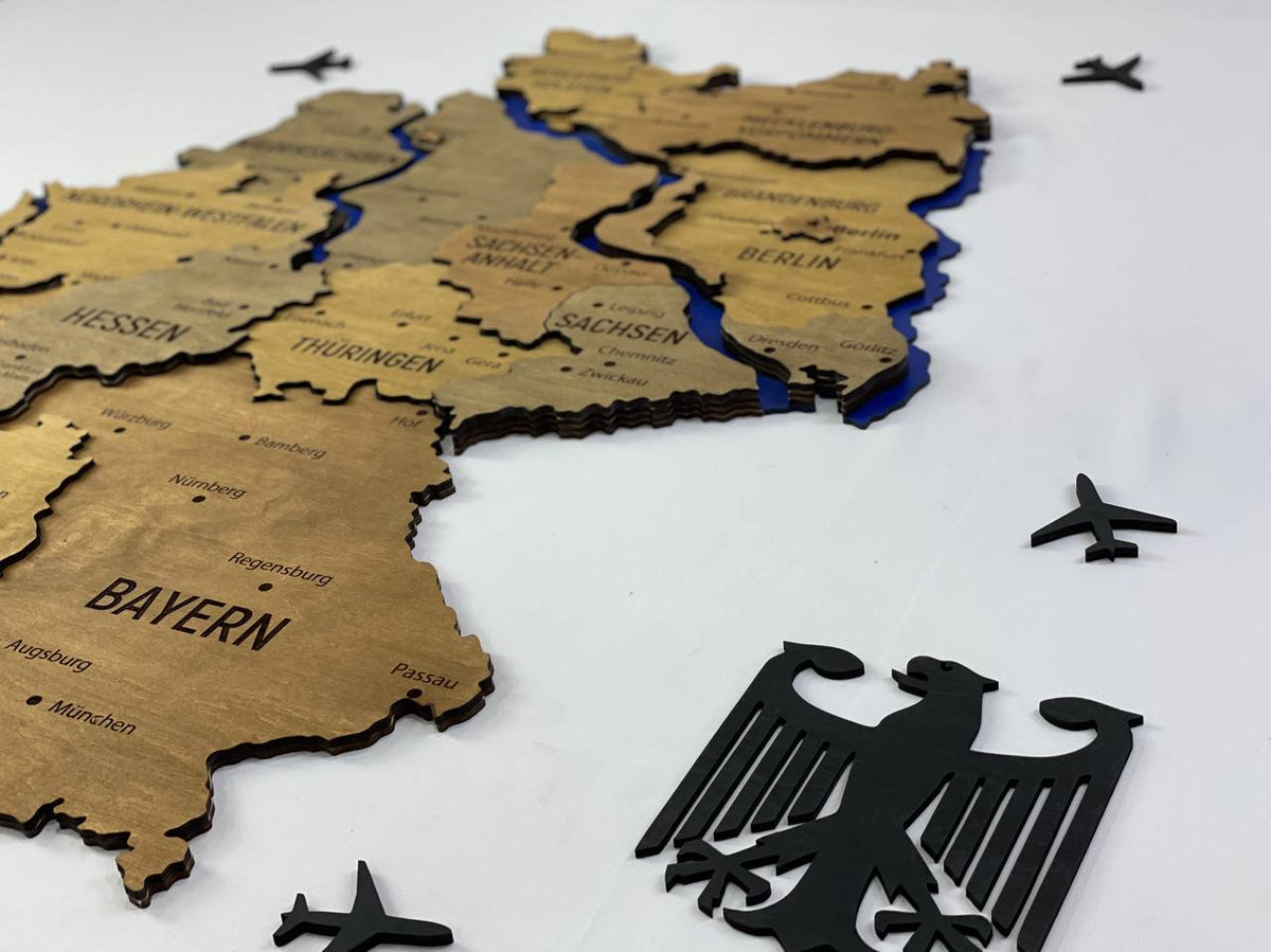 Map of Germany with Rivers Dark Nut Color — buy | FACTURA