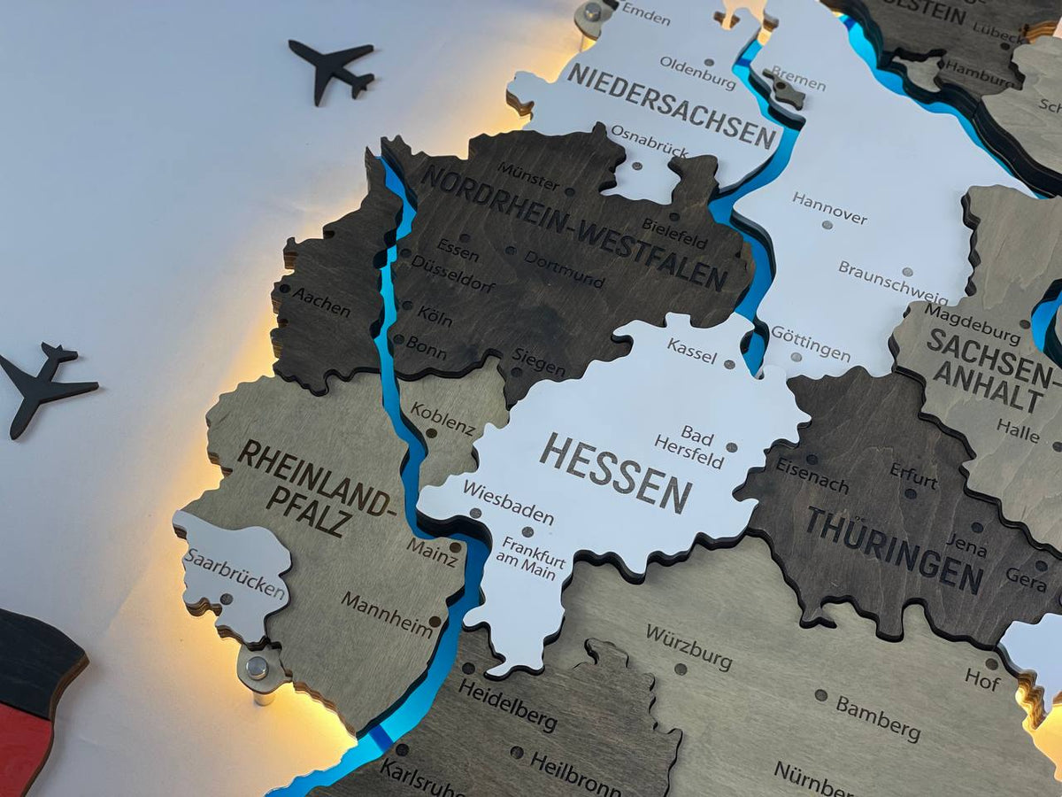 Acrylic Map of Germany with Rivers Black&White Color — buy | FACTURA