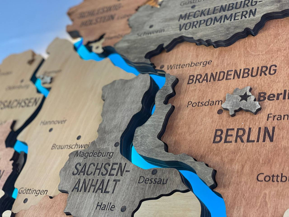 Acrylic Map of Germany with Rivers Warm Color — buy | FACTURA