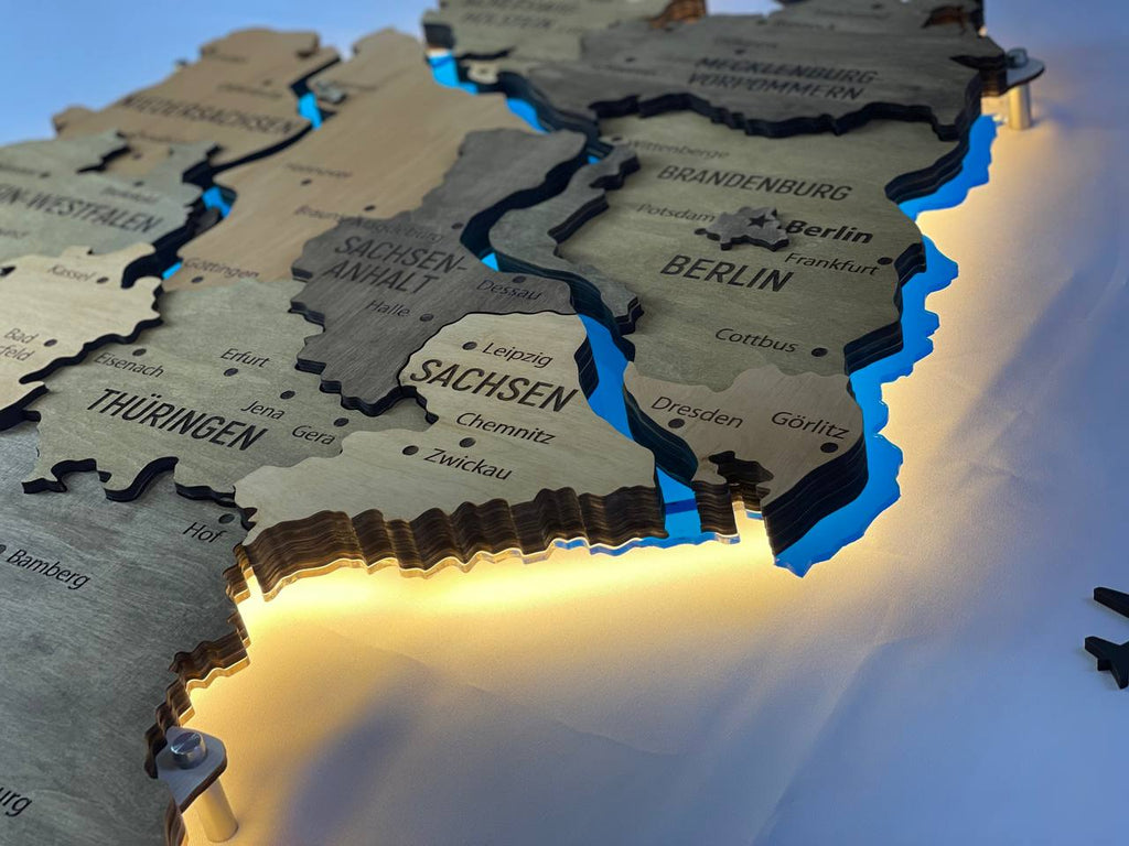 Acrylic Map of Germany with Rivers Elis Color — buy | FACTURA