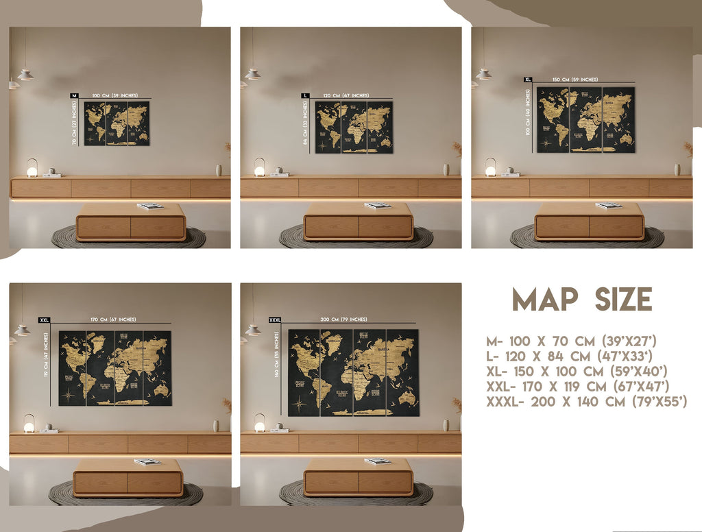 Wooden World Map Panel 5 for Wall with LED Lighting — buy | FACTURA
